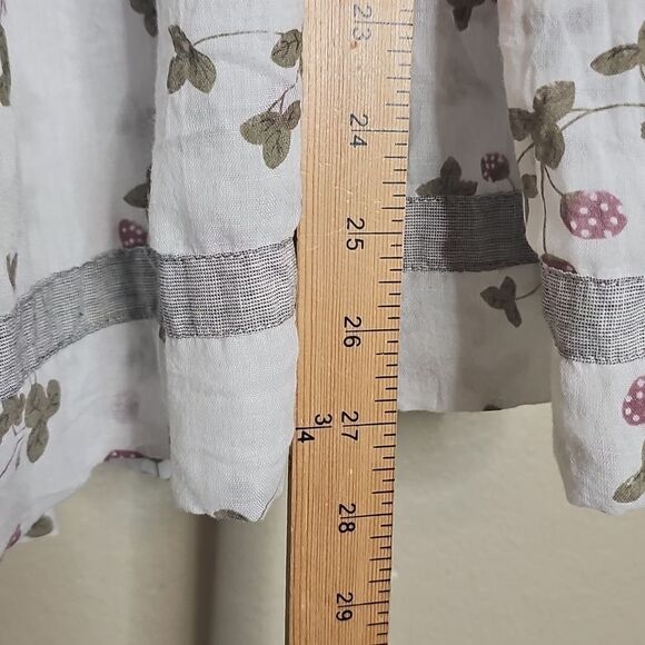 Ian Mosh Strawberry Print Floral Sleeveless Babydoll Tank Top with Ruffle Trim - Picture 6 of 8